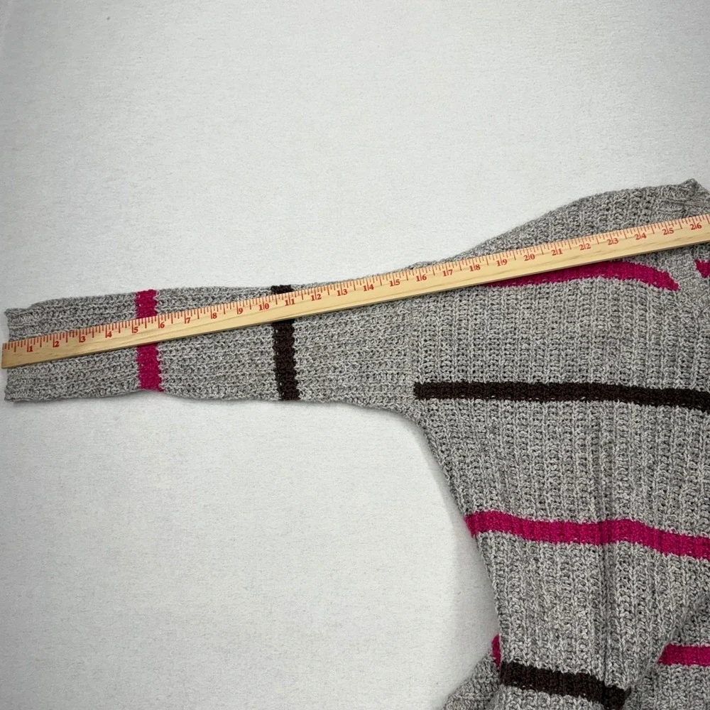 Free‎ People Striped Slouchy Knit Sweater Oversized Cotton Boho Y2K Gray Pink S
